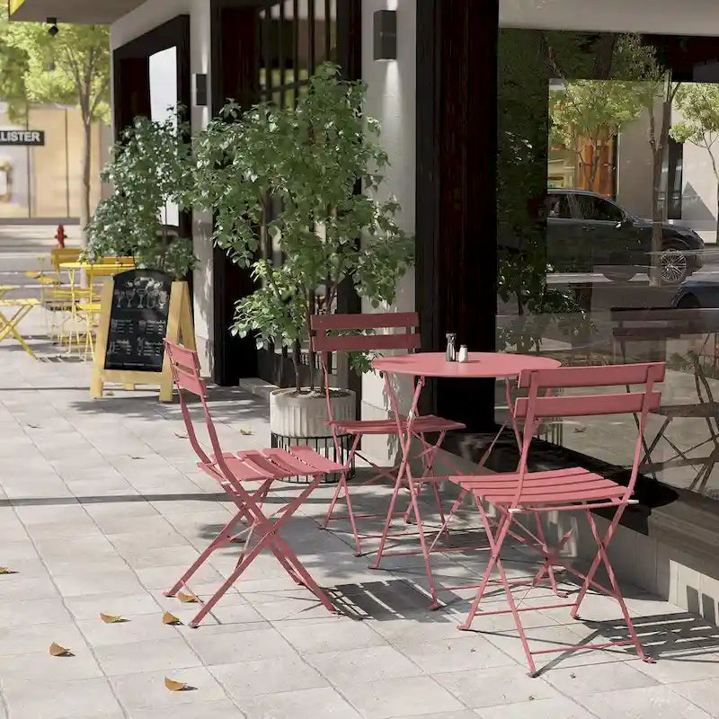 3-Piece Bistro Set Folding Outdoor Furniture Sets with Premium Steel Frame Portable Design for Bistro & Balcony