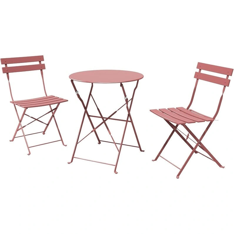 3-Piece Bistro Set Folding Outdoor Furniture Sets with Premium Steel Frame Portable Design for Bistro & Balcony