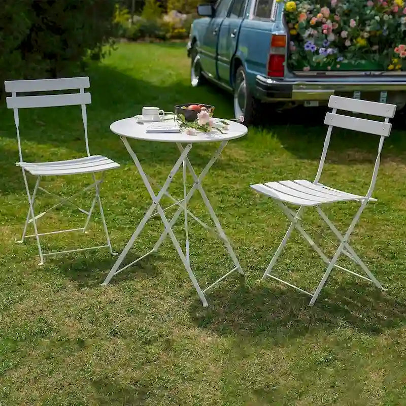 3-Piece Bistro Set Folding Outdoor Furniture Sets with Premium Steel Frame Portable Design for Bistro & Balcony