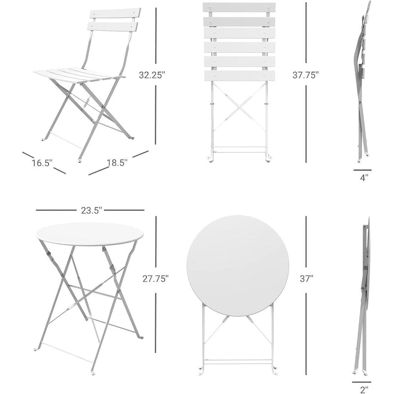 3-Piece Bistro Set Folding Outdoor Furniture Sets with Premium Steel Frame Portable Design for Bistro & Balcony