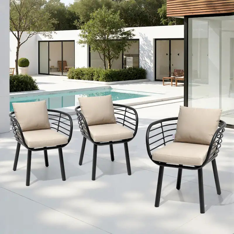 Aluminum Dining Chair with Sunbrella Seat and Back Cushions