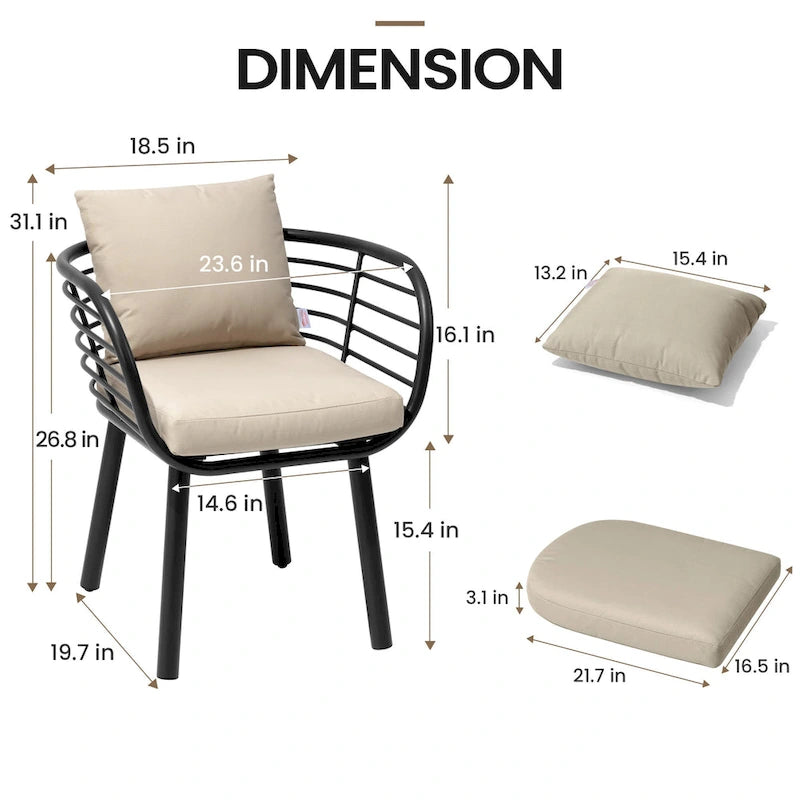 Aluminum Dining Chair with Sunbrella Seat and Back Cushions