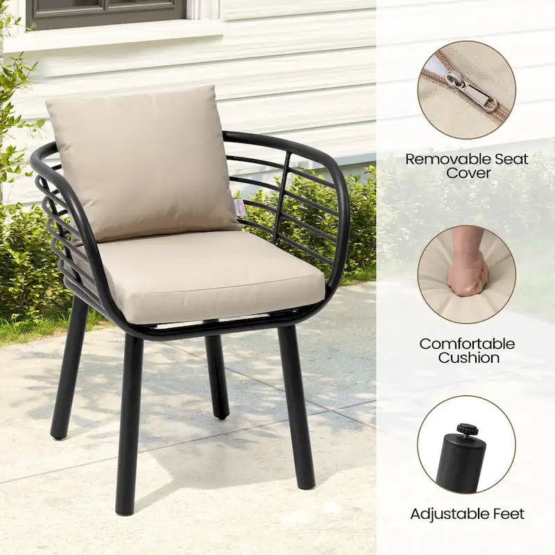 Aluminum Dining Chair with Sunbrella Seat and Back Cushions
