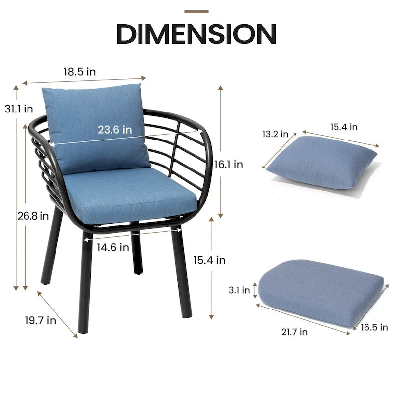 Aluminum Dining Chair with Sunbrella Seat and Back Cushions