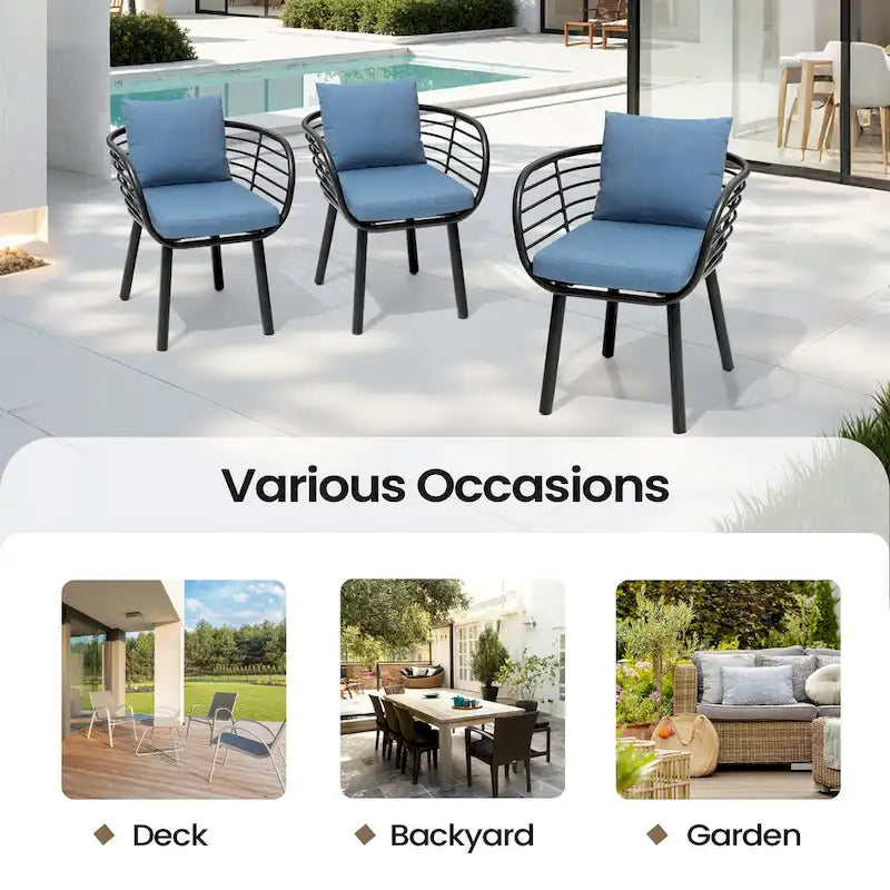 Aluminum Dining Chair with Sunbrella Seat and Back Cushions