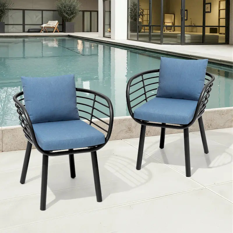 Aluminum Dining Chair with Sunbrella Seat and Back Cushions
