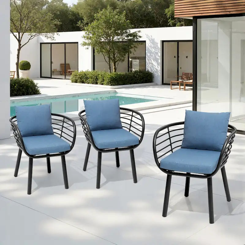 Aluminum Dining Chair with Sunbrella Seat and Back Cushions