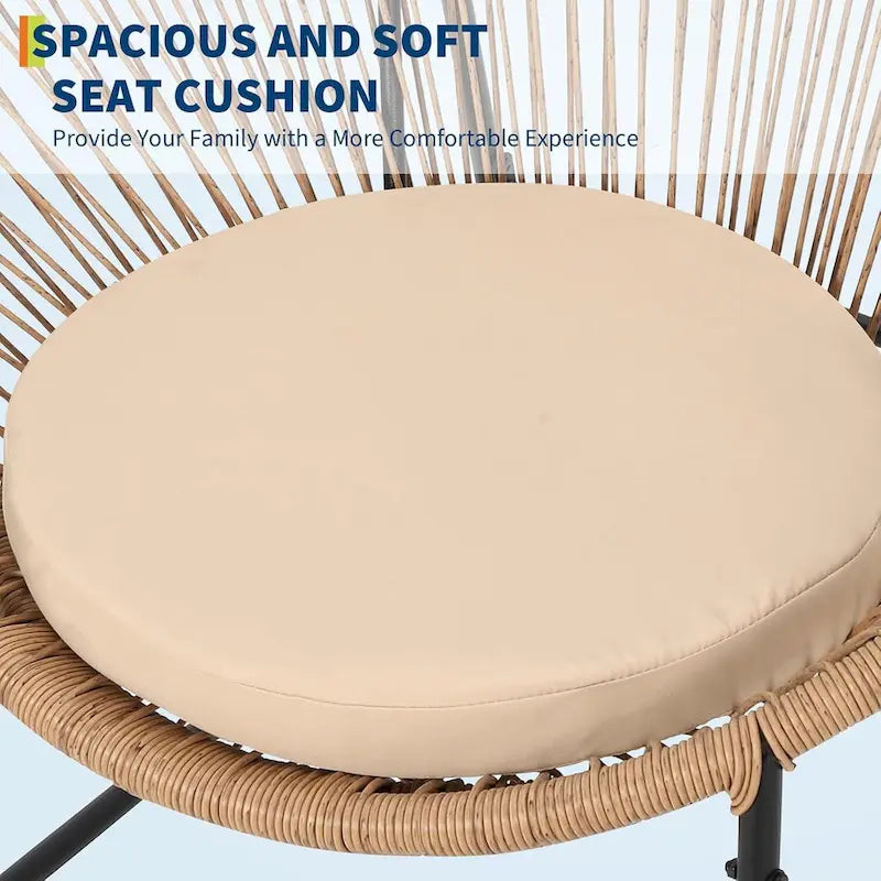 3 Piece Acapulco Chair Set, All-Weather Modern Patio Furniture Set with Cushions, Plastic Rope, Glass Top Table and 2