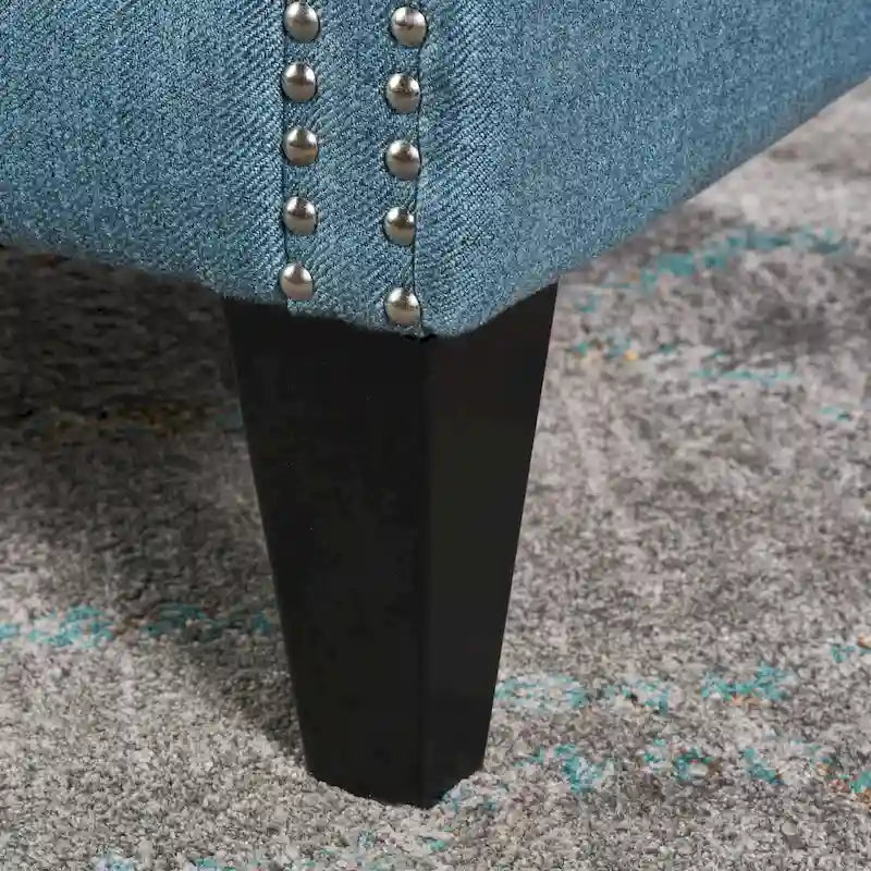 30" High Back Button Tufted Accent Chair with Nailheads - Blue for 1