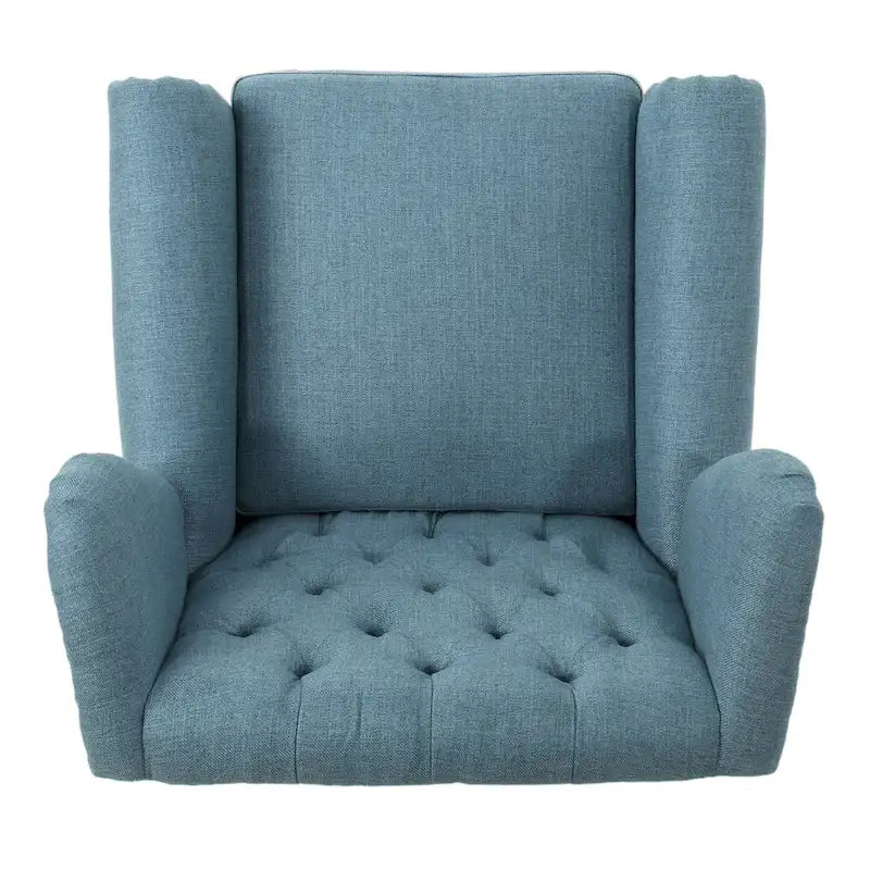 30" High Back Button Tufted Accent Chair with Nailheads - Blue for 1