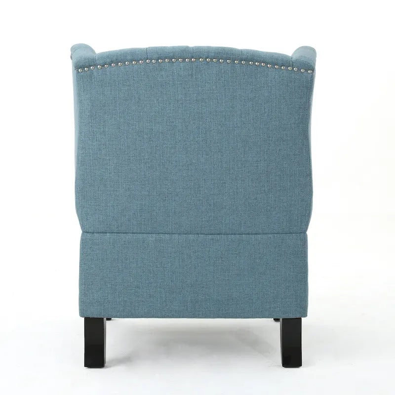 30" High Back Button Tufted Accent Chair with Nailheads - Blue for 1