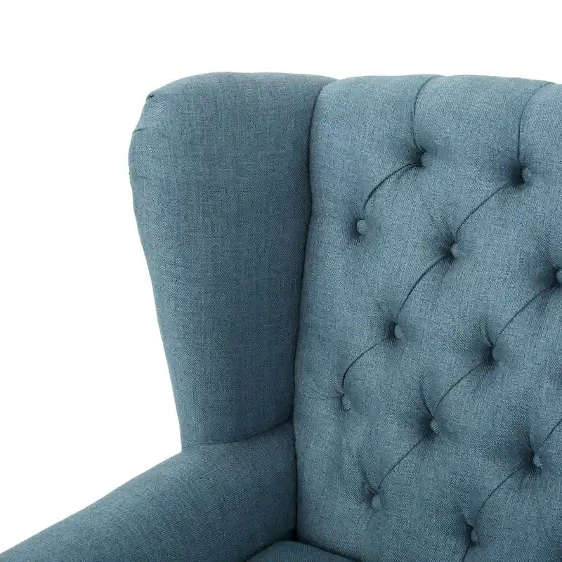 30" High Back Button Tufted Accent Chair with Nailheads - Blue for 1