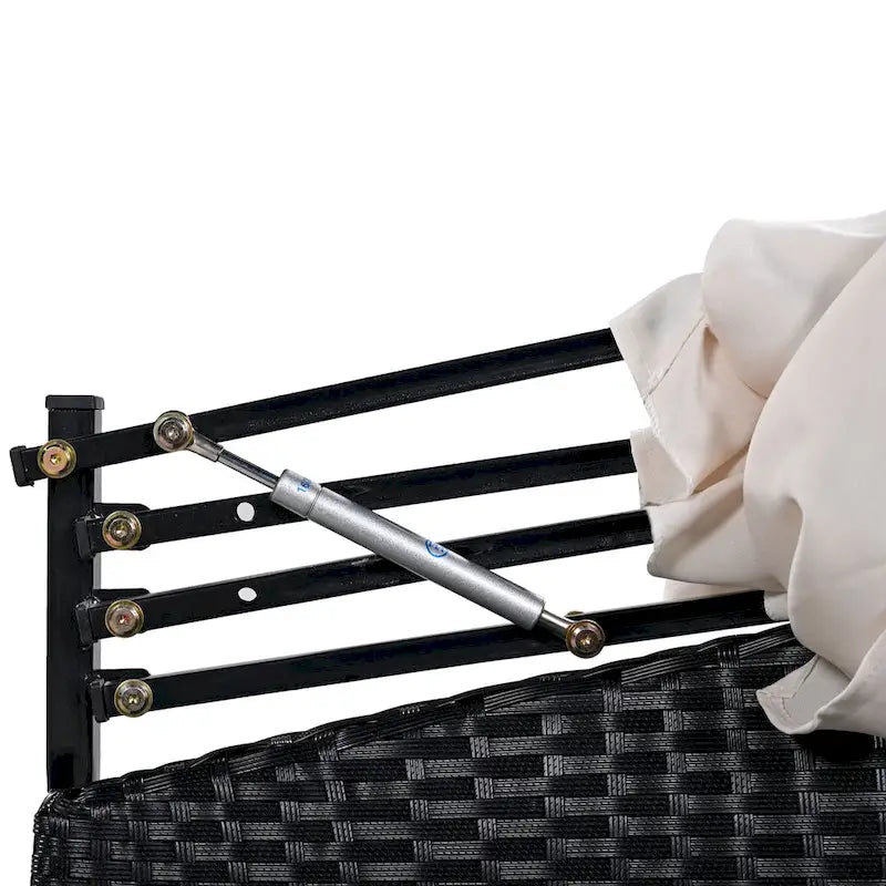 6-Pieces Outdoor Patio PE Rattan Daybed Sunbed with Retractable Canopy and Washable Cushions
