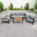4-Piece Outdoor Cnversation Sectional Sofa Set with Water-Resistant Cushions and Coffee Table