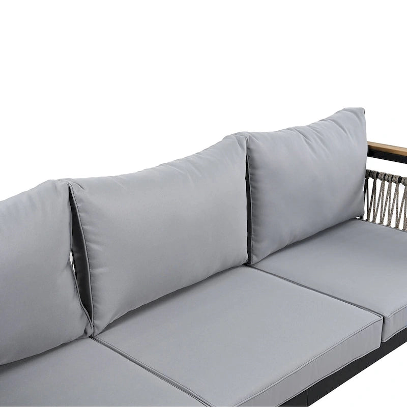 4-Piece Outdoor Cnversation Sectional Sofa Set with Water-Resistant Cushions and Coffee Table