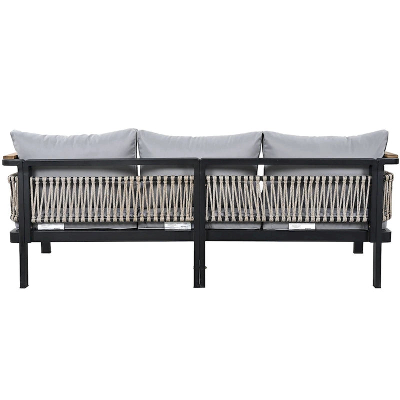 4-Piece Outdoor Cnversation Sectional Sofa Set with Water-Resistant Cushions and Coffee Table