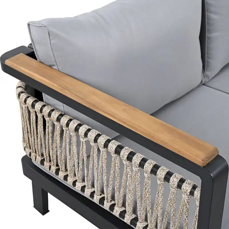 4-Piece Outdoor Cnversation Sectional Sofa Set with Water-Resistant Cushions and Coffee Table