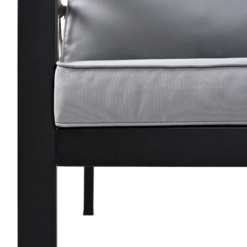 4-Piece Outdoor Cnversation Sectional Sofa Set with Water-Resistant Cushions and Coffee Table