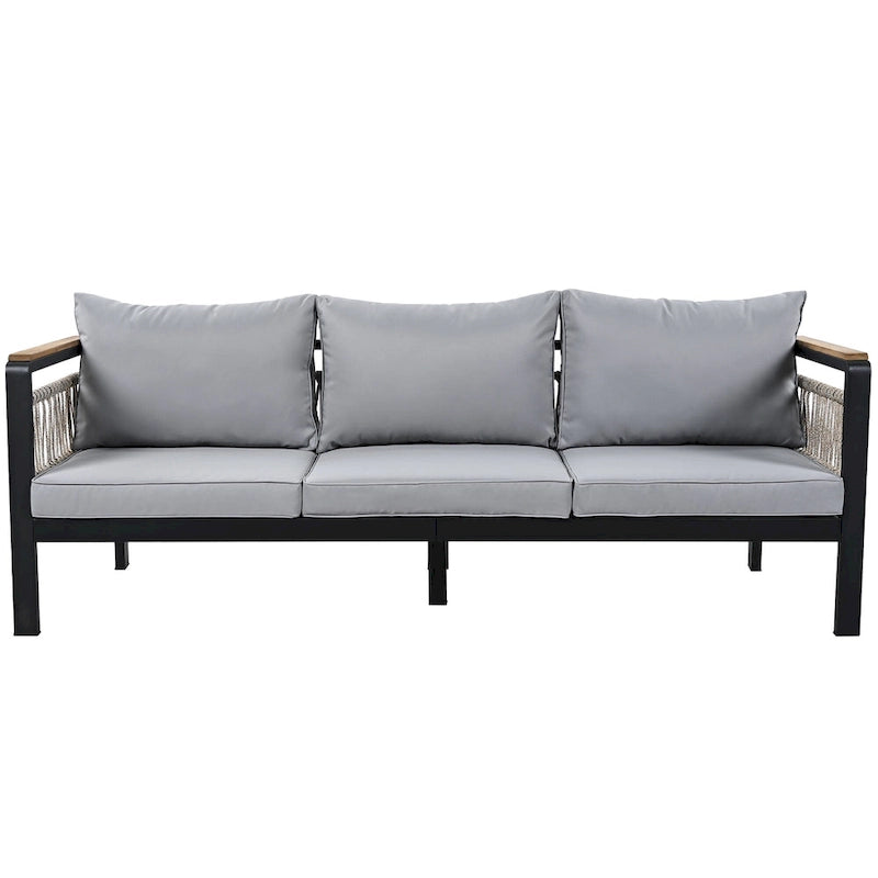 4-Piece Outdoor Cnversation Sectional Sofa Set with Water-Resistant Cushions and Coffee Table