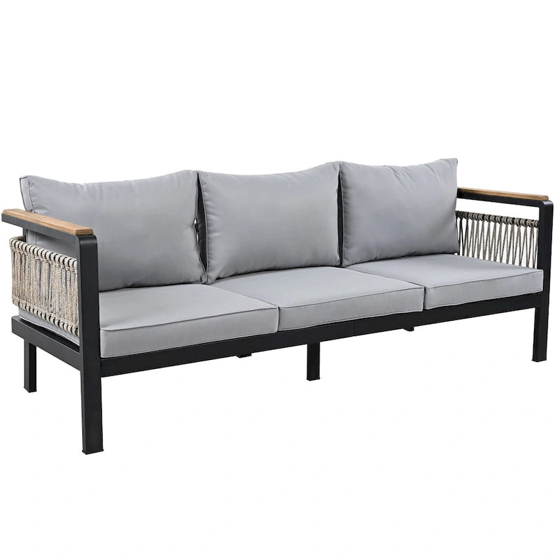 4-Piece Outdoor Cnversation Sectional Sofa Set with Water-Resistant Cushions and Coffee Table