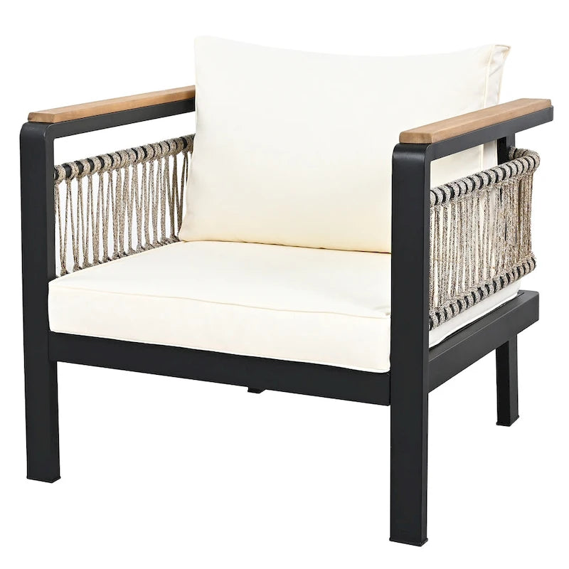 4-Piece Outdoor Cnversation Sectional Sofa Set with Water-Resistant Cushions and Coffee Table