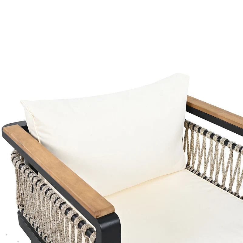 4-Piece Outdoor Cnversation Sectional Sofa Set with Water-Resistant Cushions and Coffee Table