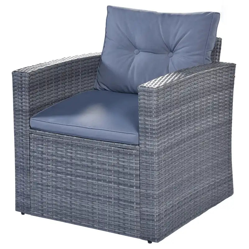 6-Pieces Outdoor Rattan Conversation Sofa Set with Coffee Table and 2 Ottoman