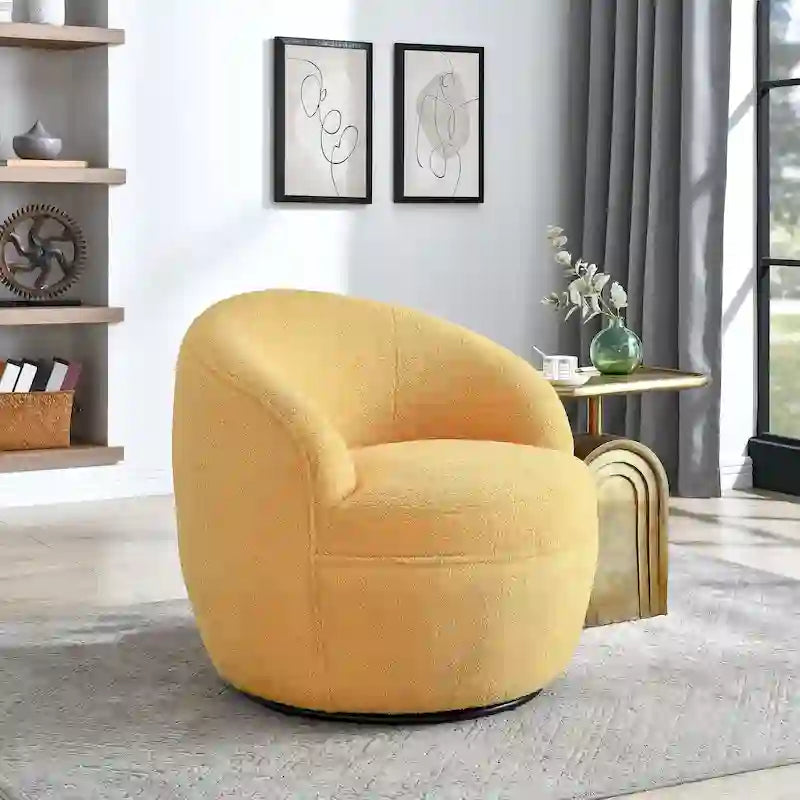 360° Swivel Teddy Sherpa Barrel Chair - Yellow, Blue, Beige, Coral for 1