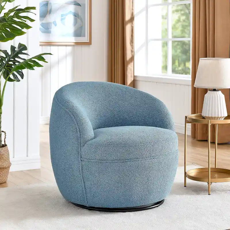 360° Swivel Teddy Sherpa Barrel Chair - Yellow, Blue, Beige, Coral for 1