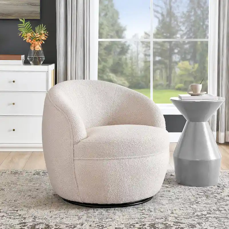 360° Swivel Teddy Sherpa Barrel Chair - Yellow, Blue, Beige, Coral for 1