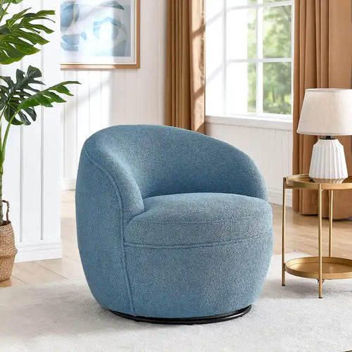 360° Swivel Teddy Sherpa Barrel Chair - Yellow, Blue, Beige, Coral for 1