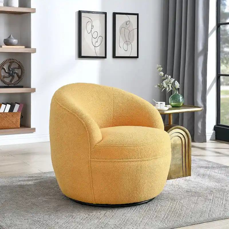 360° Swivel Teddy Sherpa Barrel Chair - Yellow, Blue, Beige, Coral for 1