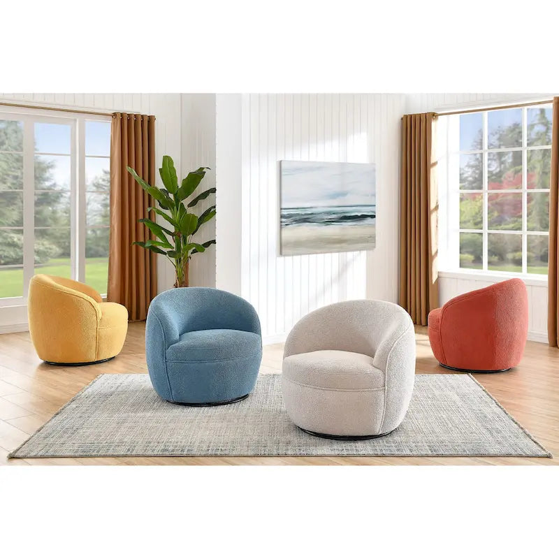 360° Swivel Teddy Sherpa Barrel Chair - Yellow, Blue, Beige, Coral for 1
