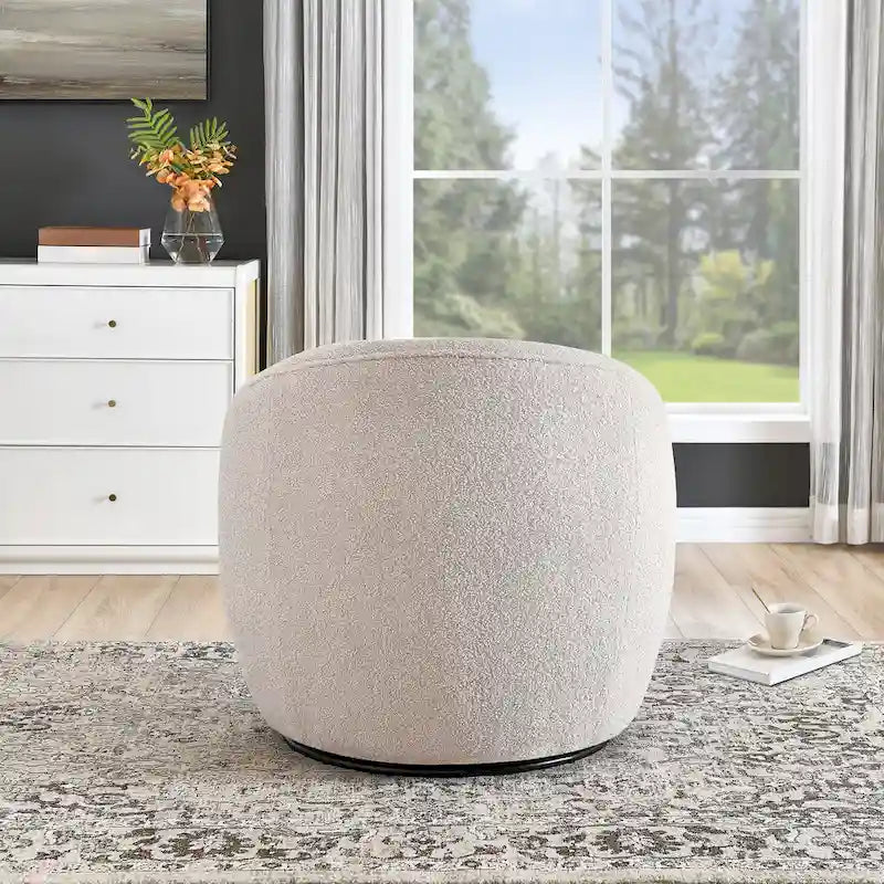 360° Swivel Teddy Sherpa Barrel Chair - Yellow, Blue, Beige, Coral for 1