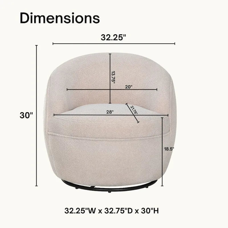 360° Swivel Teddy Sherpa Barrel Chair - Yellow, Blue, Beige, Coral for 1