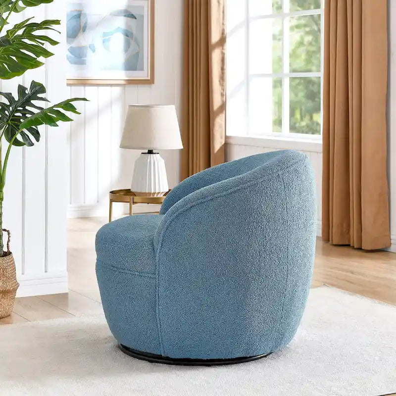 360° Swivel Teddy Sherpa Barrel Chair - Yellow, Blue, Beige, Coral for 1