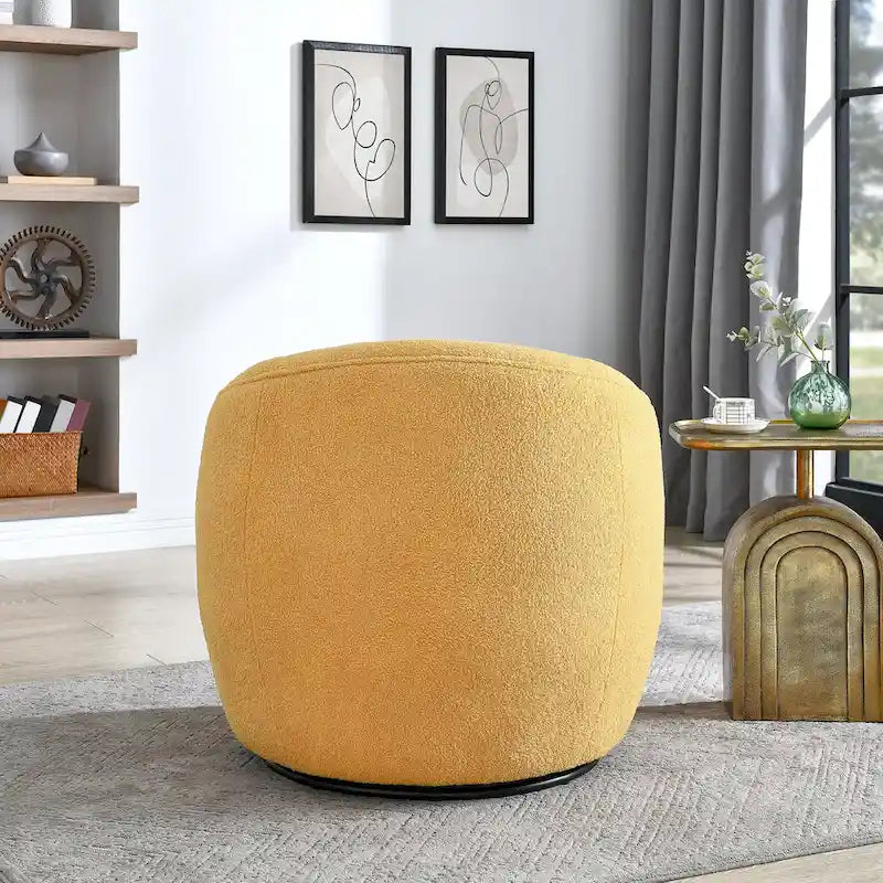 360° Swivel Teddy Sherpa Barrel Chair - Yellow, Blue, Beige, Coral for 1