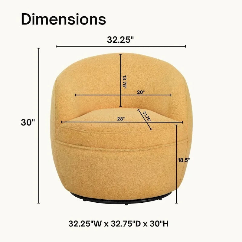 360° Swivel Teddy Sherpa Barrel Chair - Yellow, Blue, Beige, Coral for 1