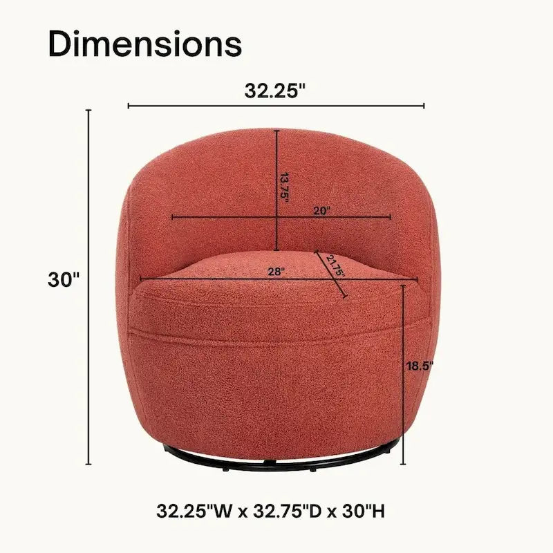 360° Swivel Teddy Sherpa Barrel Chair - Yellow, Blue, Beige, Coral for 1