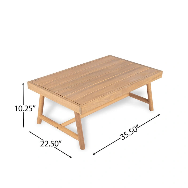 Christopher Knight Home - Mason Outdoor Acacia Club Chair and Coffee Table Set with Water-Resistant Cushions