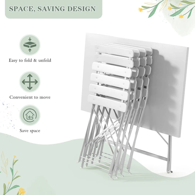 4-Person Foldable Patio Set  Weatherproof Iron Bistro Table & Chairs, Space-Saving, Ergonomic, No-Tools Assembly