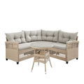 Corvus Fife 4-piece Outdoor Wicker Sectional Set with Round Glass Table