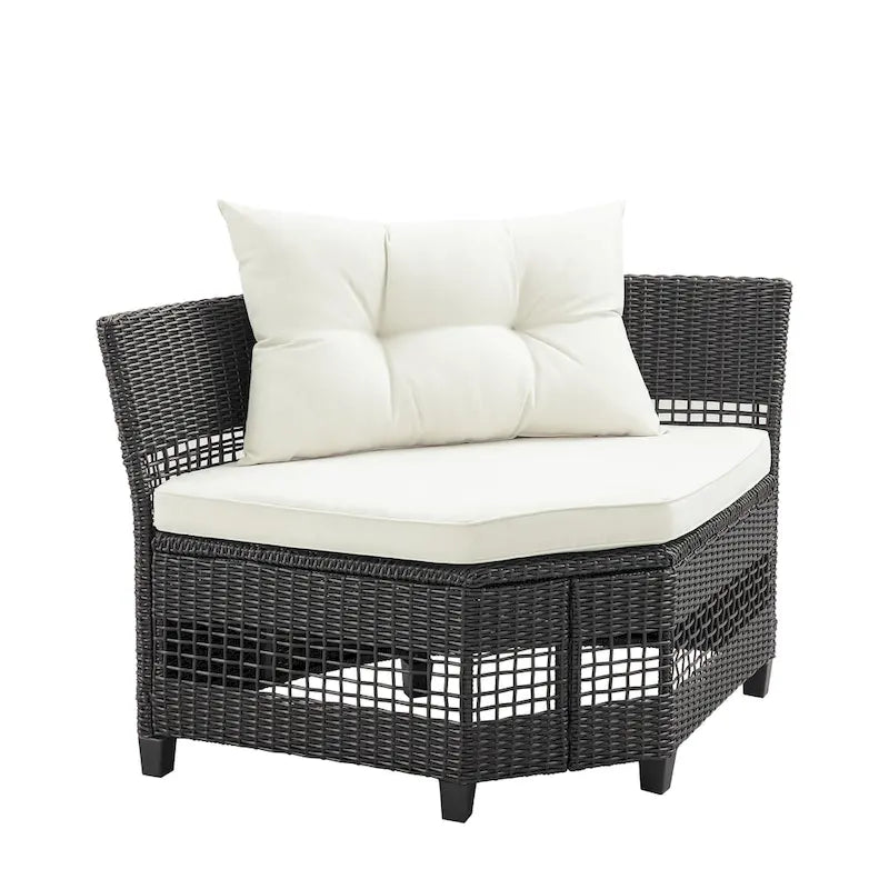 Corvus Fife 4-piece Outdoor Wicker Sectional Set with Round Glass Table