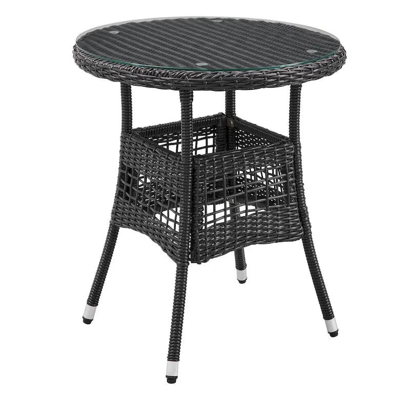 Corvus Fife 4-piece Outdoor Wicker Sectional Set with Round Glass Table