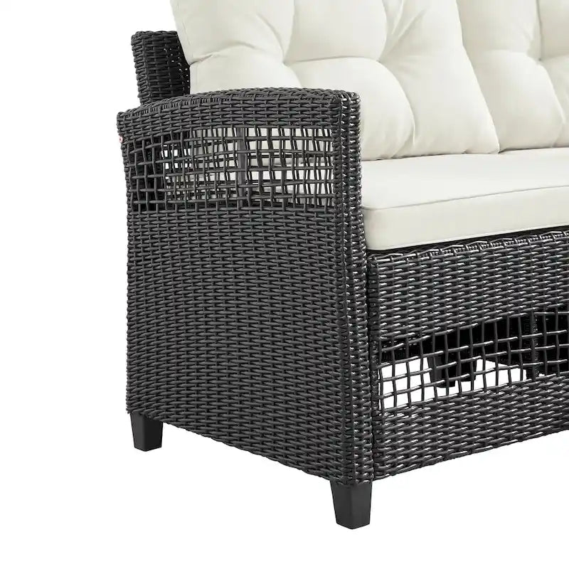 Corvus Fife 4-piece Outdoor Wicker Sectional Set with Round Glass Table