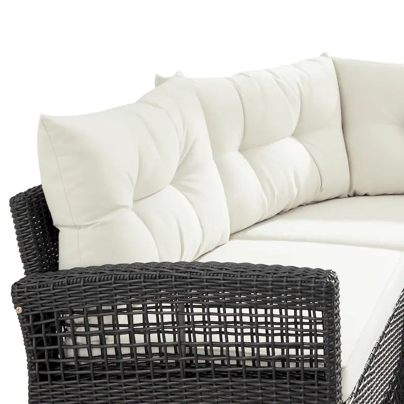 Corvus Fife 4-piece Outdoor Wicker Sectional Set with Round Glass Table