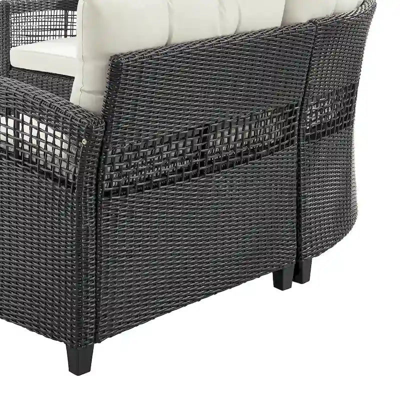 Corvus Fife 4-piece Outdoor Wicker Sectional Set with Round Glass Table