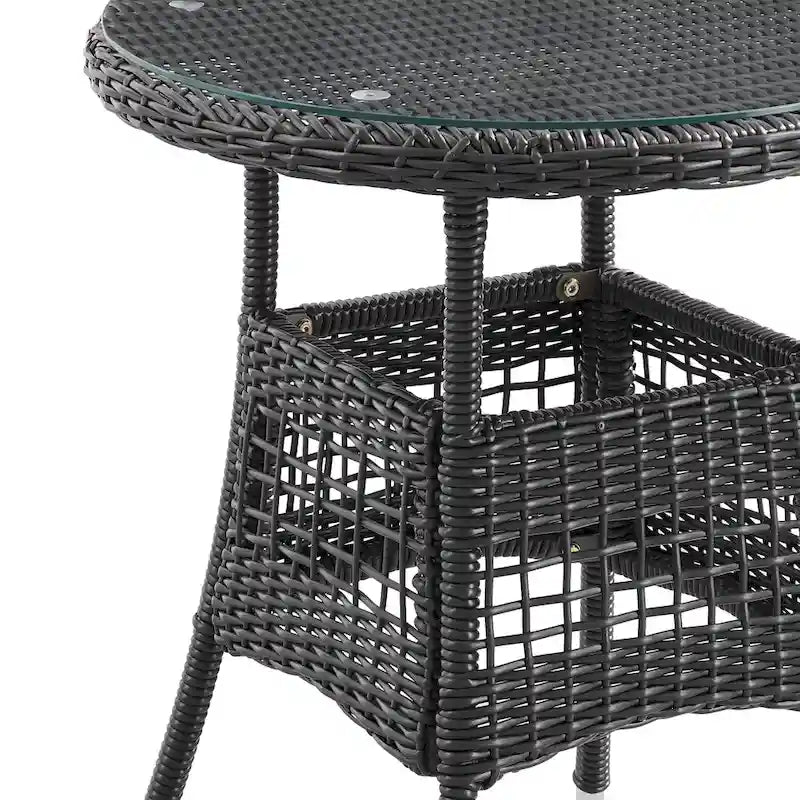Corvus Fife 4-piece Outdoor Wicker Sectional Set with Round Glass Table
