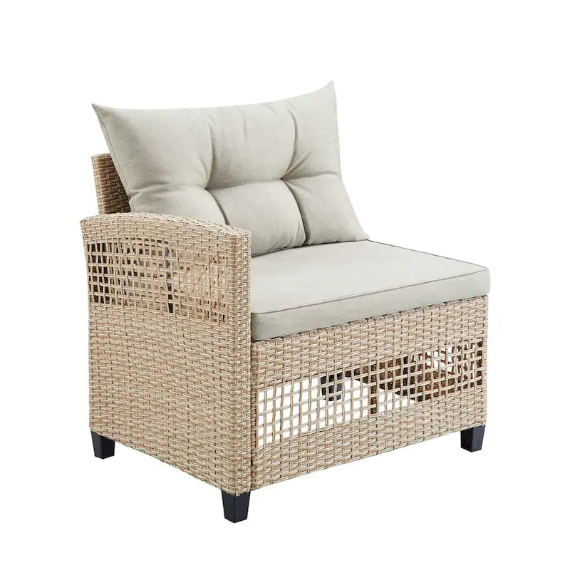 Corvus Fife 4-piece Outdoor Wicker Sectional Set with Round Glass Table