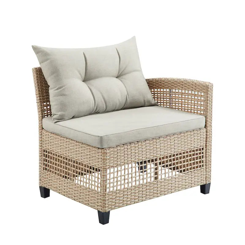 Corvus Fife 4-piece Outdoor Wicker Sectional Set with Round Glass Table
